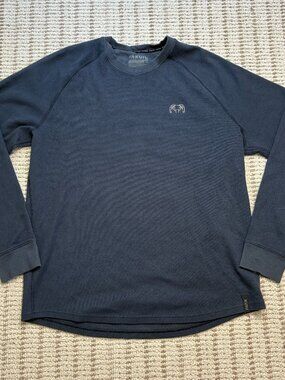 KUIU Waffle Knit Henley Long Sleeve Shirt Mens XL Navy Blue Hunting Base Layer